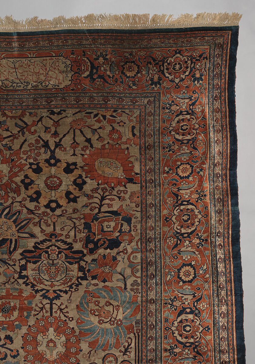 Carpet, Silk (warp, weft and pile); symmetrically knotted pile