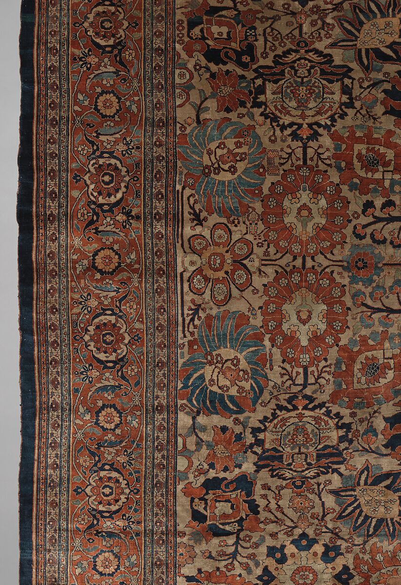 Carpet, Silk (warp, weft and pile); symmetrically knotted pile