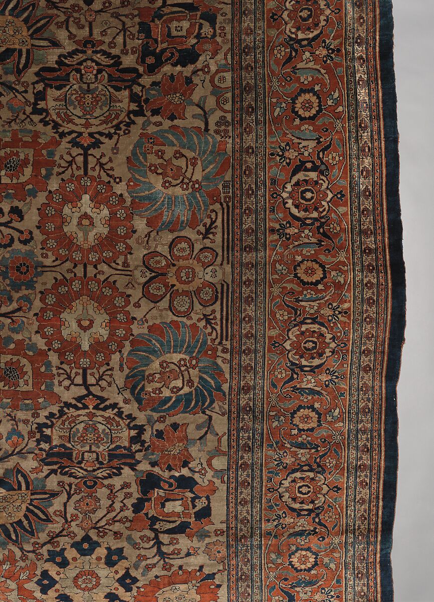 Carpet, Silk (warp, weft and pile); symmetrically knotted pile