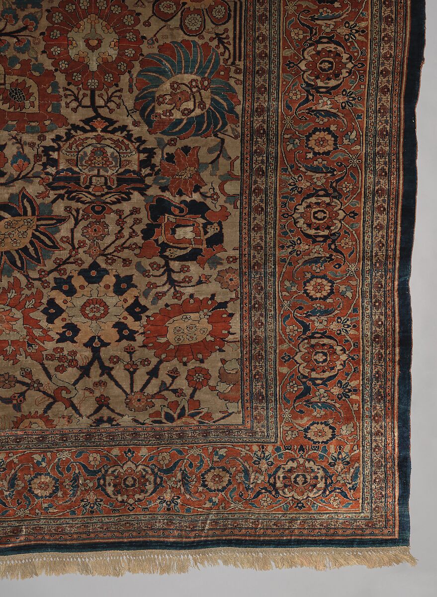 Carpet, Silk (warp, weft and pile); symmetrically knotted pile