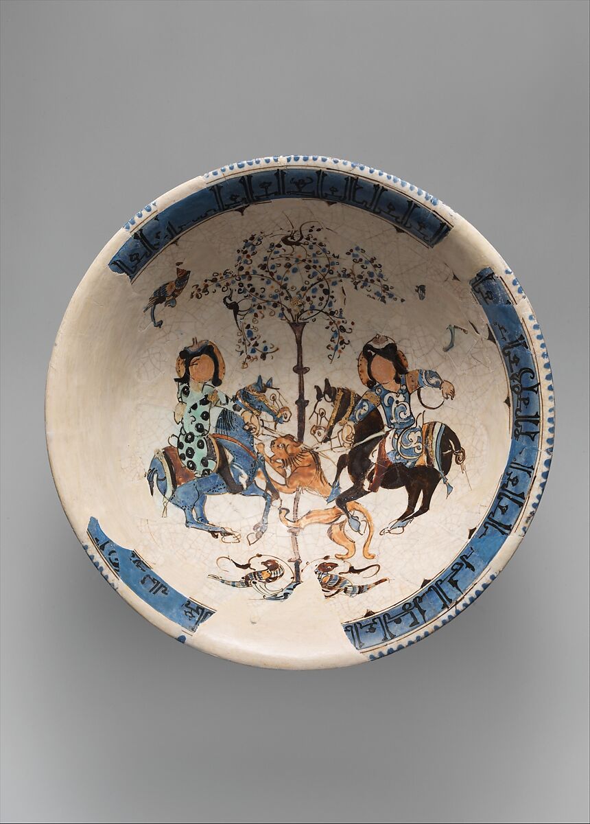 Bowl, Stonepaste; overglaze painted, so-called "mina'i" ware