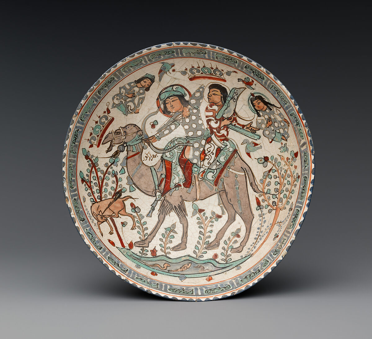 Bowl, Stonepaste; overglaze painted, so-called "mina'i" ware