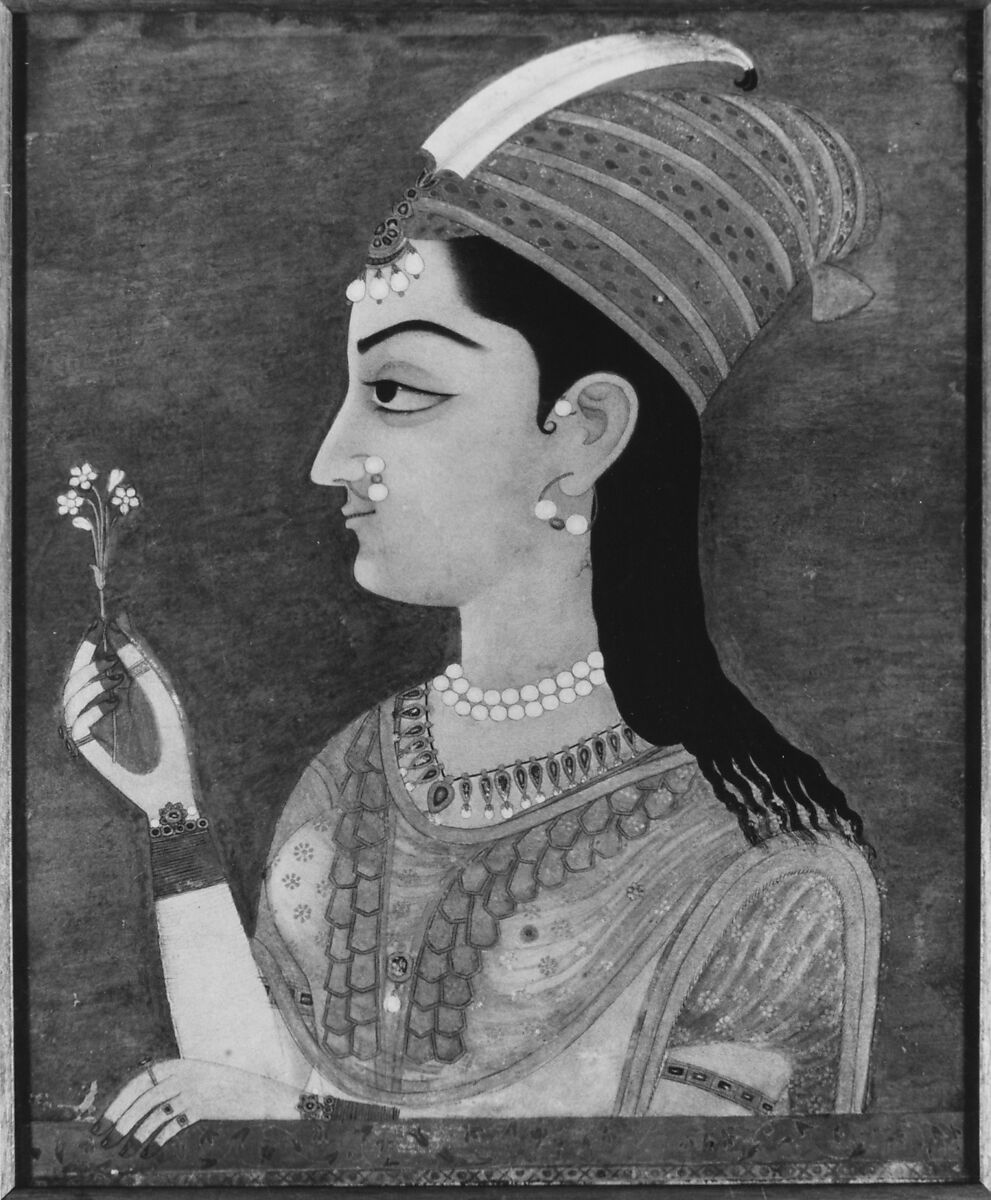 Portrait of a Lady, Opaque watercolor and gold on paper