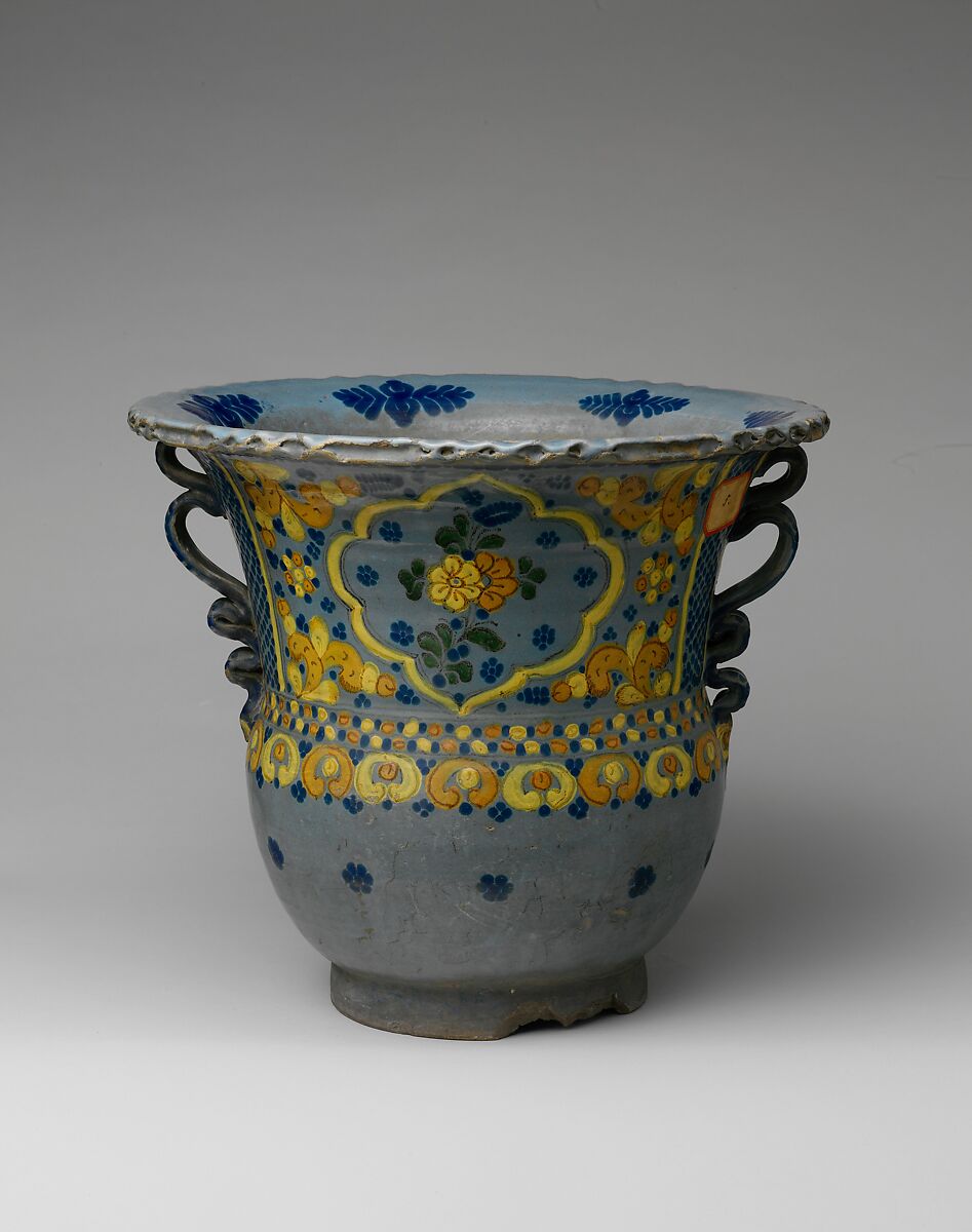 Flower Pot, Tin-glazed earthenware, Mexican 