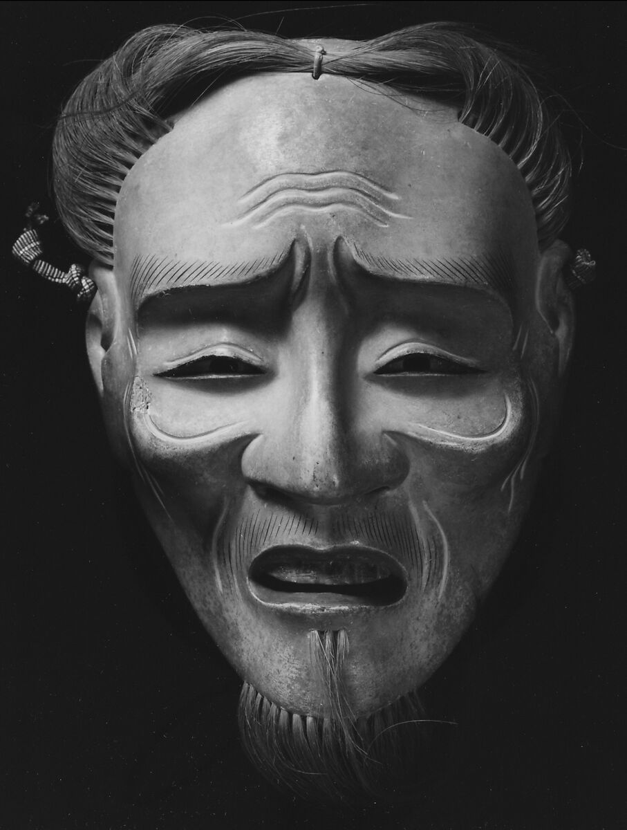 Noh Mask: Kojo (Old Man), Wood with pigments and hair, Japan 