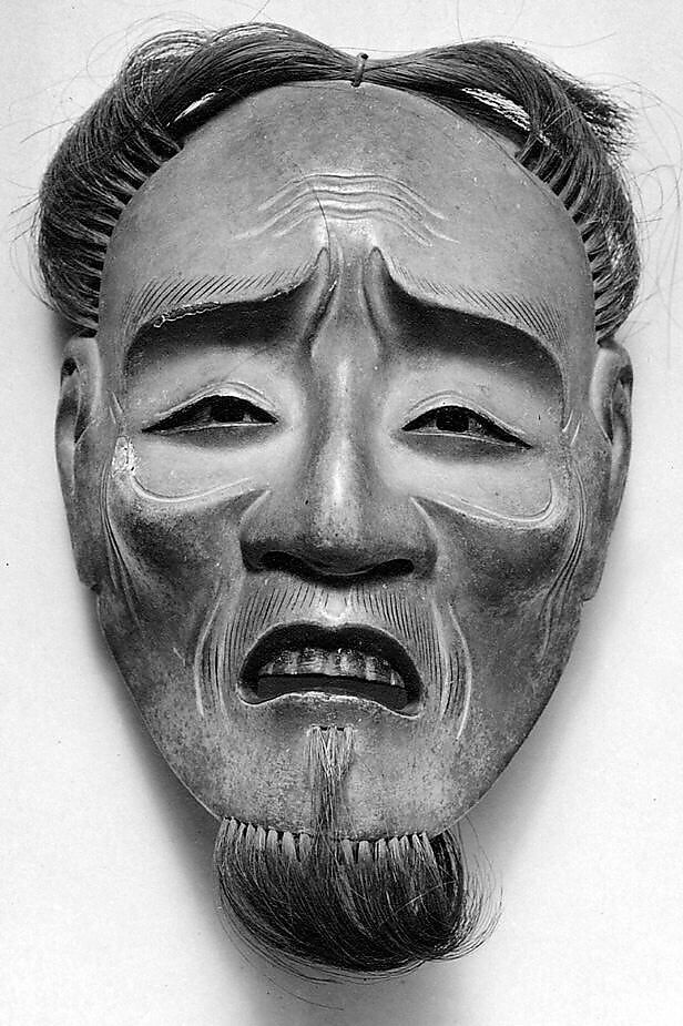 Noh Mask: Kojo (Old Man), Wood with pigments and hair, Japan