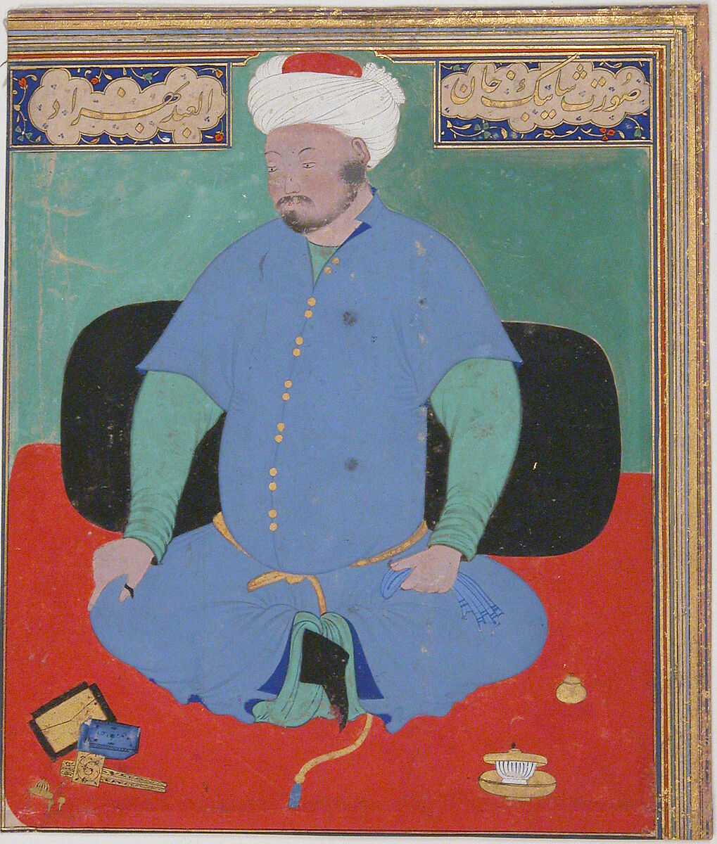 Portrait of Muhammad Khan Shaibani, the Uzbek (d.1510), Opaque watercolor and gold on paper
