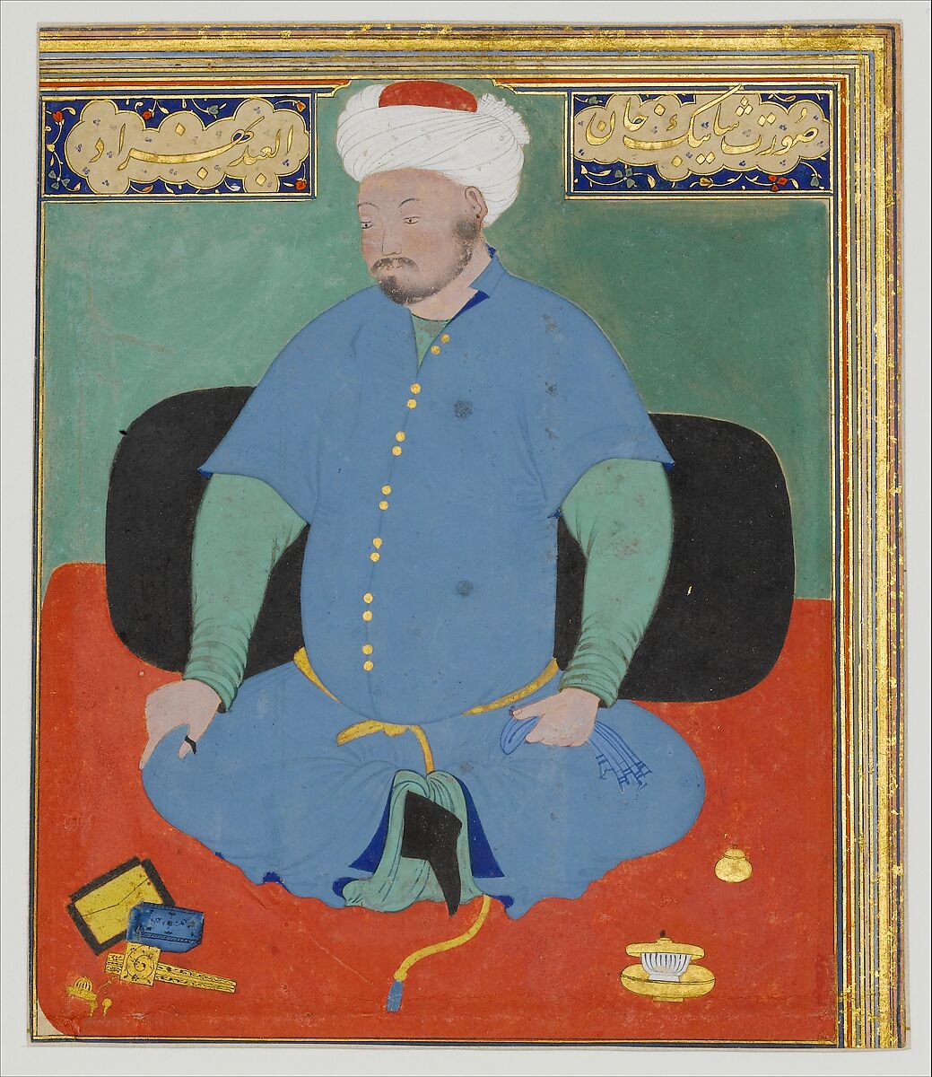 Portrait of Muhammad Khan Shaibani, the Uzbek (d.1510), Opaque watercolor and gold on paper 