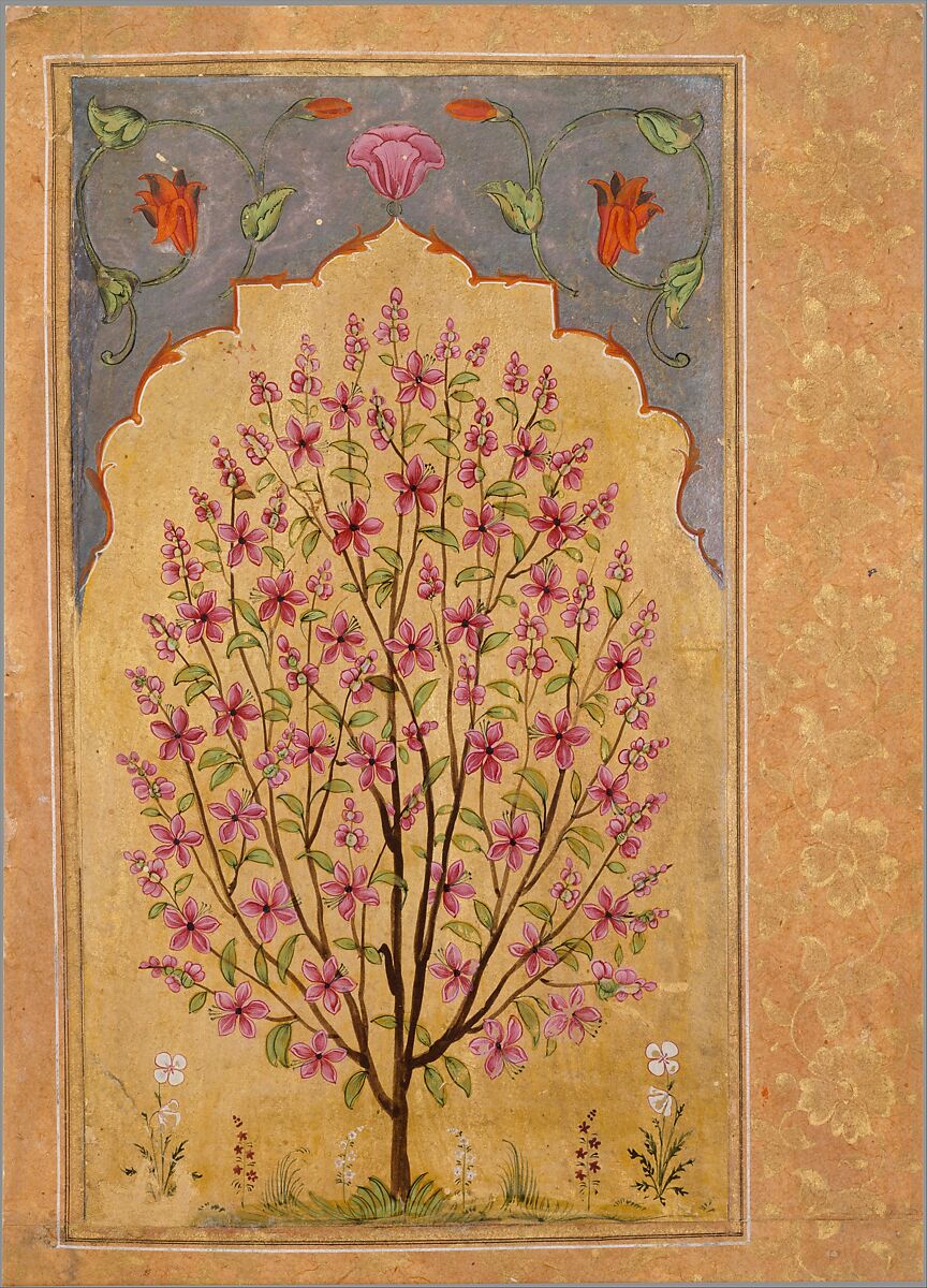 Flowering Tree, Opaque watercolor and gold on paper