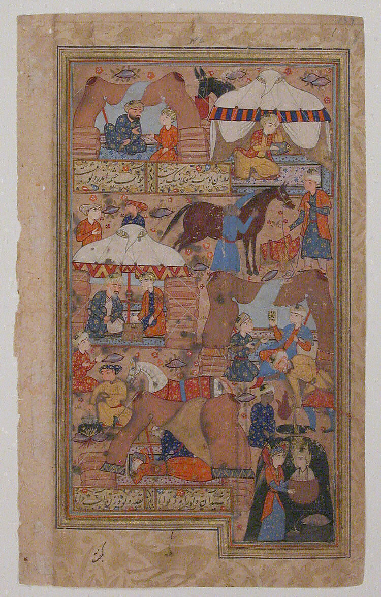 "Yusuf is Drawn Up from the Well", Folio from a Yusuf and Zulaikha of Jami, Maulana Nur al-Din `Abd al-Rahman Jami (Iranian, Jam 1414–92 Herat), Opaque watercolor, and gold on paper