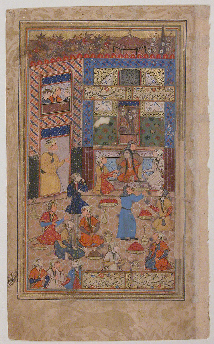 "Zulaikha after her Second Dream of Yusuf", Folio from a Yusuf and Zulaikha of Jami, Maulana Nur al-Din `Abd al-Rahman Jami (Iranian, Jam 1414–92 Herat), Opaque watercolor and gold on paper 
