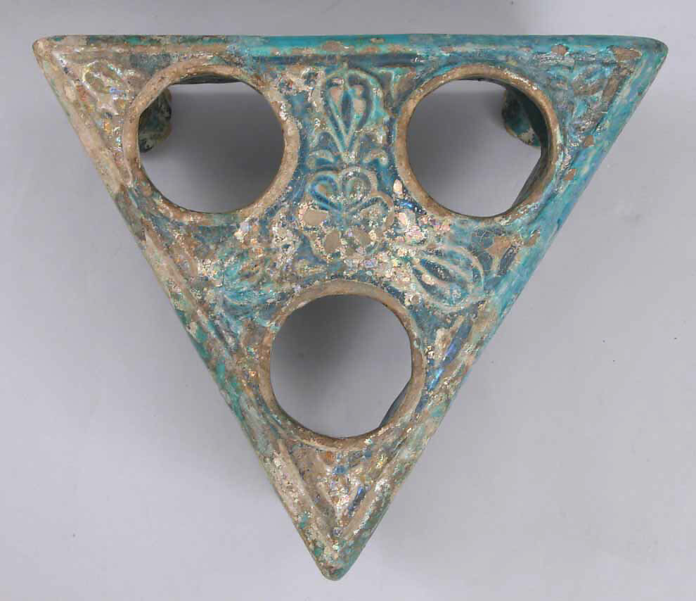 Tabouret with Winged Griffins and Benedictions, Earthenware; molded, modeled, glazed in turquoise