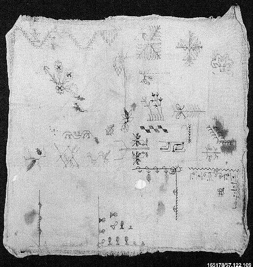 Sampler, Cotton; embroidered 