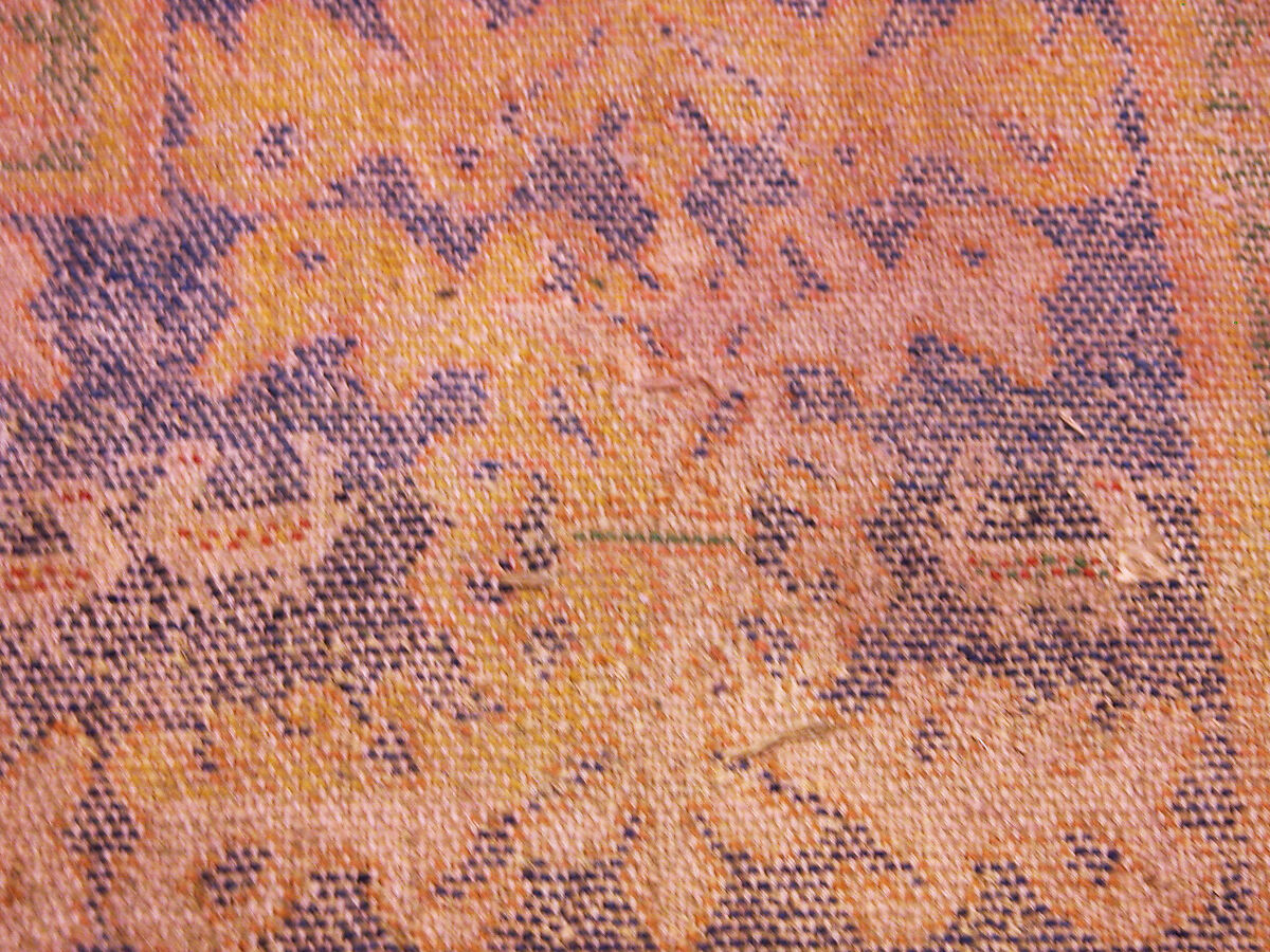 Carpet Fragment, Wool (warp, weft and pile); single-warp (Spanish) knotted pile