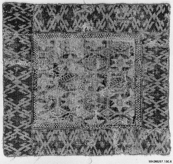 Joined Carpet Fragments, Wool (warp, weft and pile); single-warp (Spanish) knotted pile