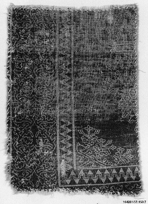 Carpet Fragment, Wool (warp, weft and pile); single-warp (Spanish) knotted pile