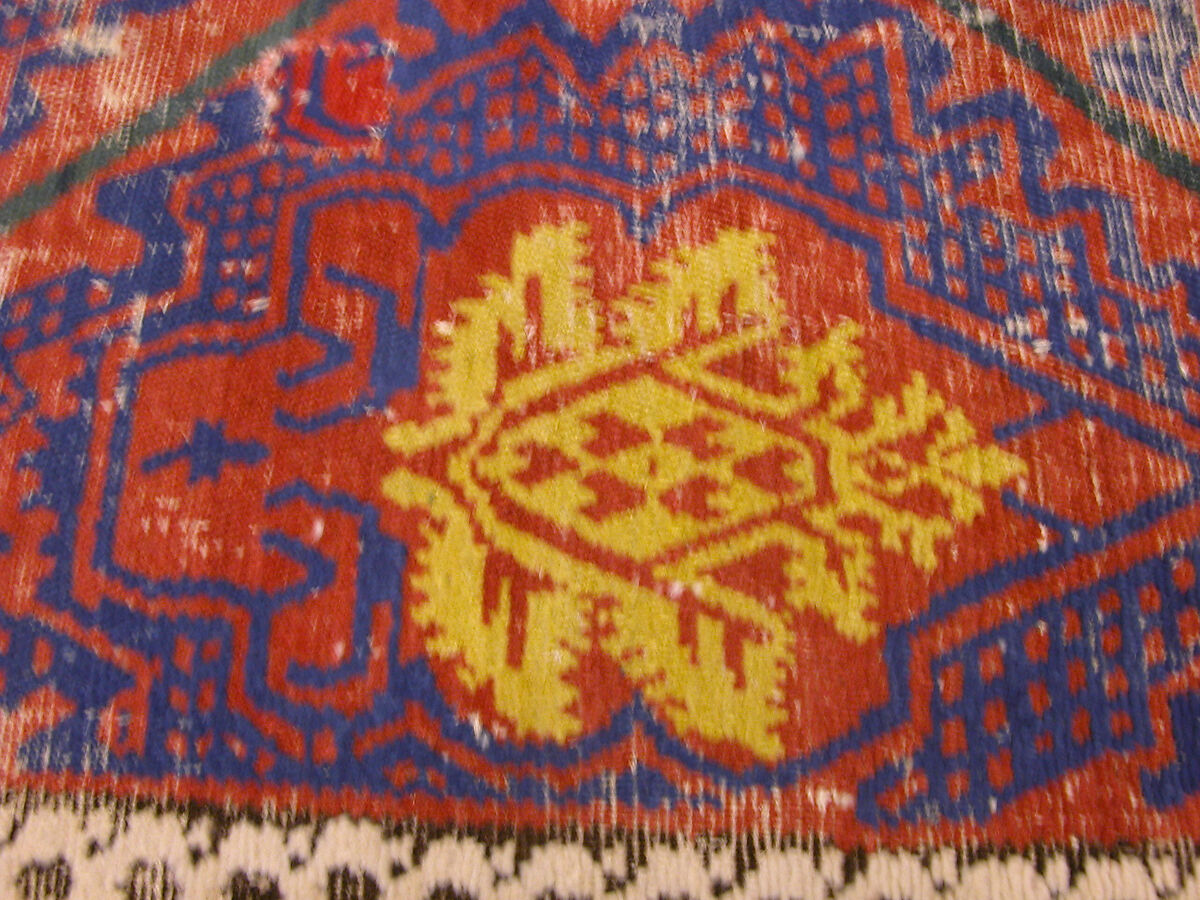 Joined Carpet Fragments, Wool (warp, weft and pile); single-warp (Spanish) knotted pile