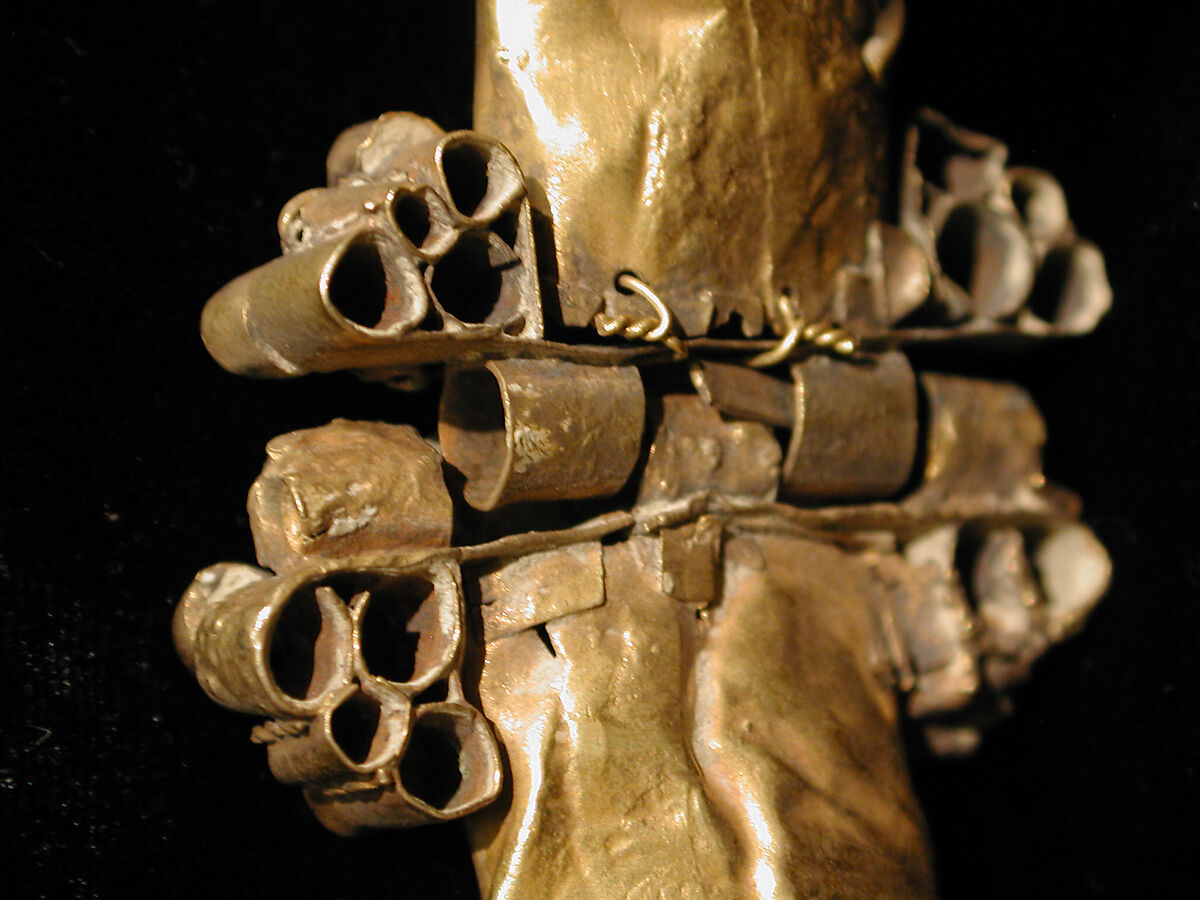 Bracelet, Gold fabricated from sheet, with repoussé decoration, punching, twisted wire, and granulation