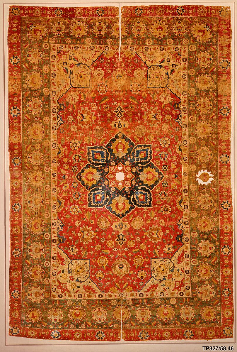 Silk Kashan Carpet, Silk (warp, weft and pile); asymmetrically knotted pile