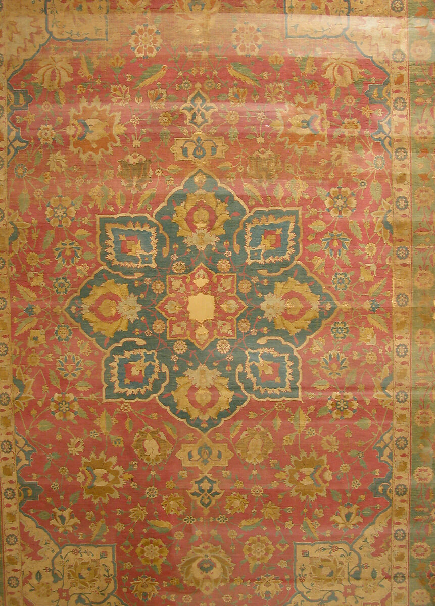 Silk Kashan Carpet, Silk (warp, weft and pile); asymmetrically knotted pile