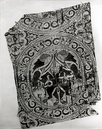 Textile Fragment from the Shrine of San Librada, Sigüenza Cathedral, Spain, Silk, metal wrapped thread; lampas