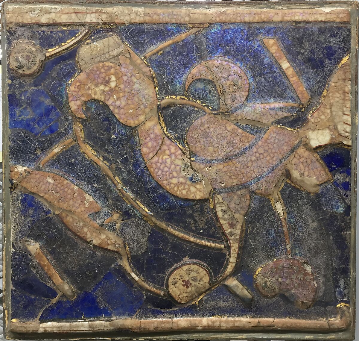 Tile, Stonepaste; painted under transparent glaze