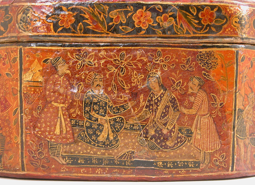Box with Scenes of an Emperor Receiving Gifts, Papier-maché; painted and lacquered