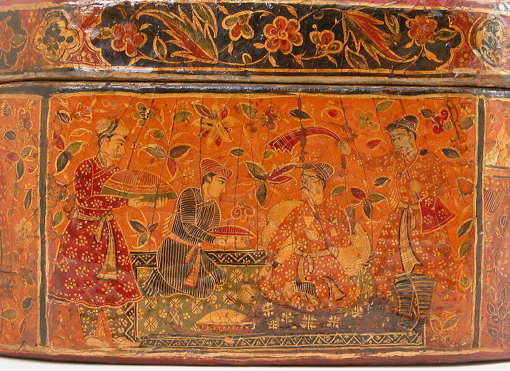 Box with Scenes of an Emperor Receiving Gifts, Papier-maché; painted and lacquered