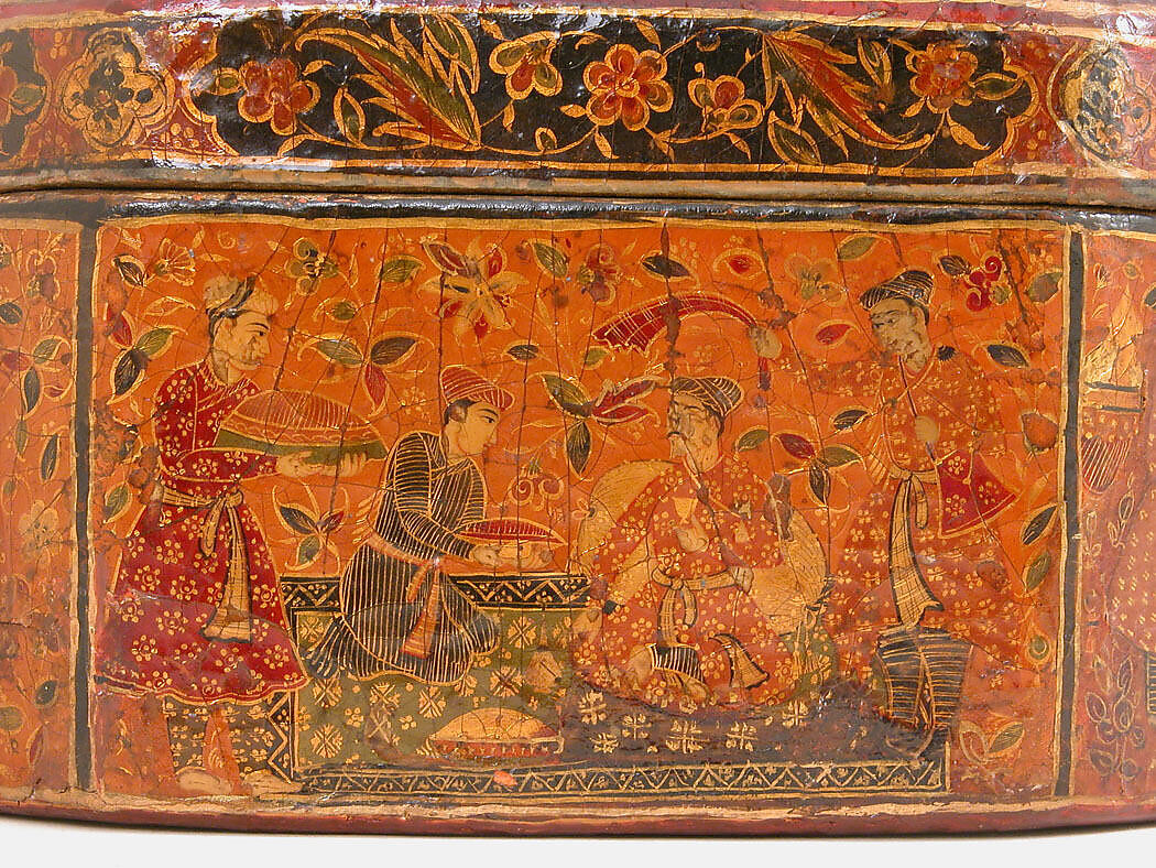 Box with Scenes of an Emperor Receiving Gifts, Papier-maché; painted and lacquered
