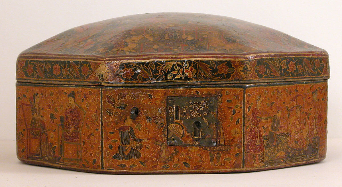 Box with Scenes of an Emperor Receiving Gifts, Papier-maché; painted and lacquered 
