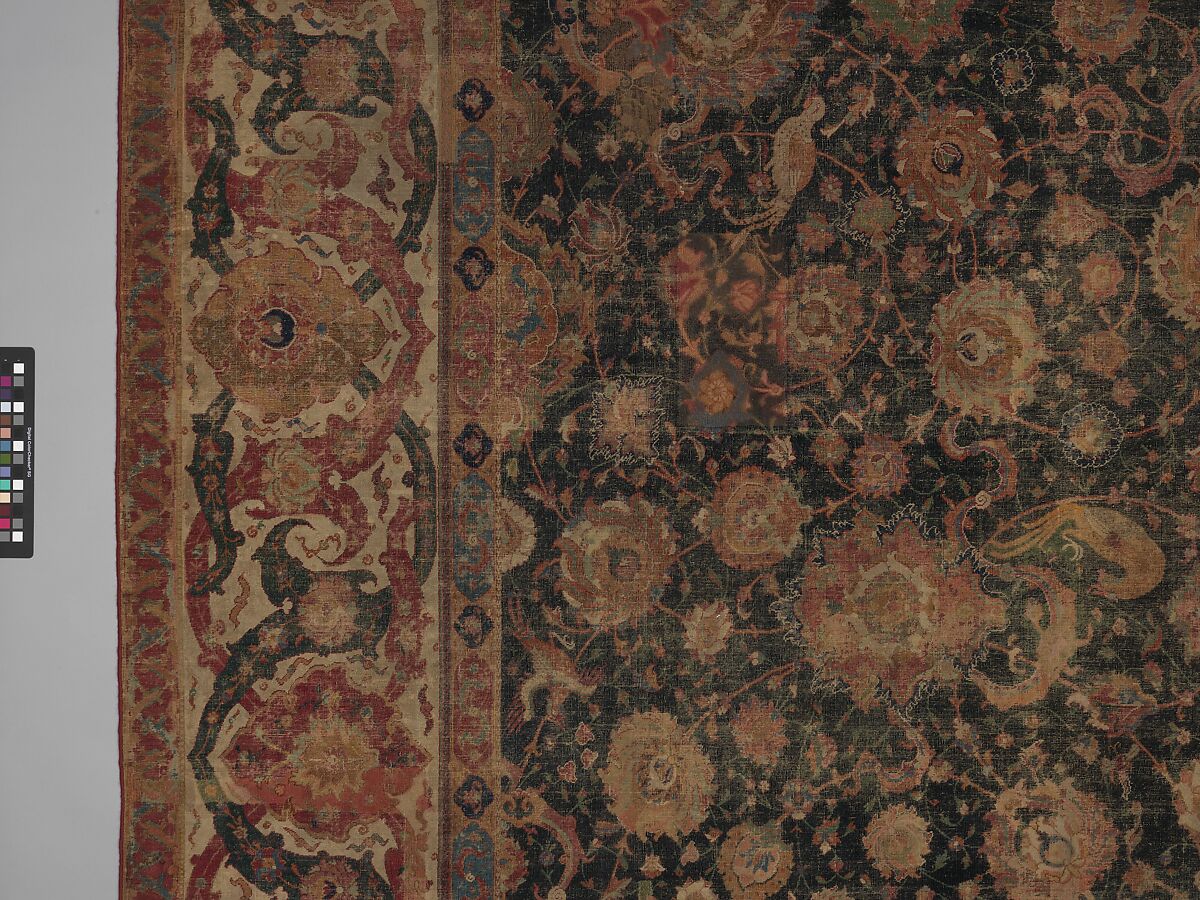 Carpet, Cotton (warp and weft), wool (pile); asymmetrically knotted pile