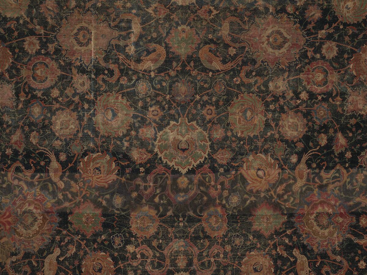 Carpet, Cotton (warp and weft), wool (pile); asymmetrically knotted pile