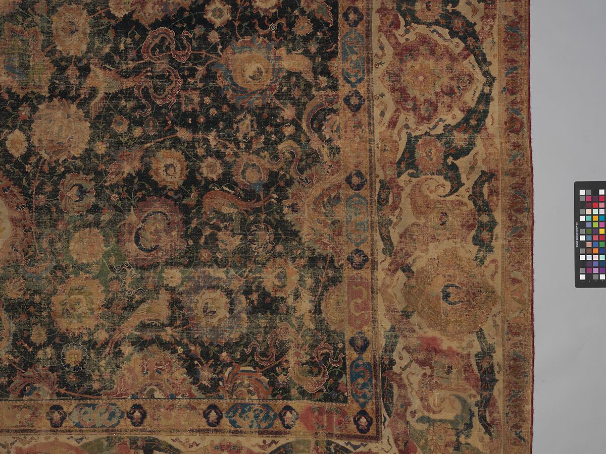 Carpet, Cotton (warp and weft), wool (pile); asymmetrically knotted pile