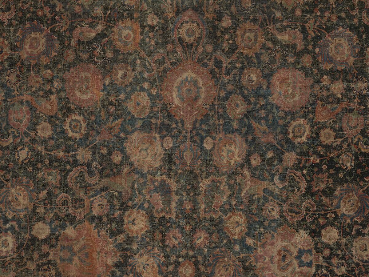 Carpet, Cotton (warp and weft), wool (pile); asymmetrically knotted pile