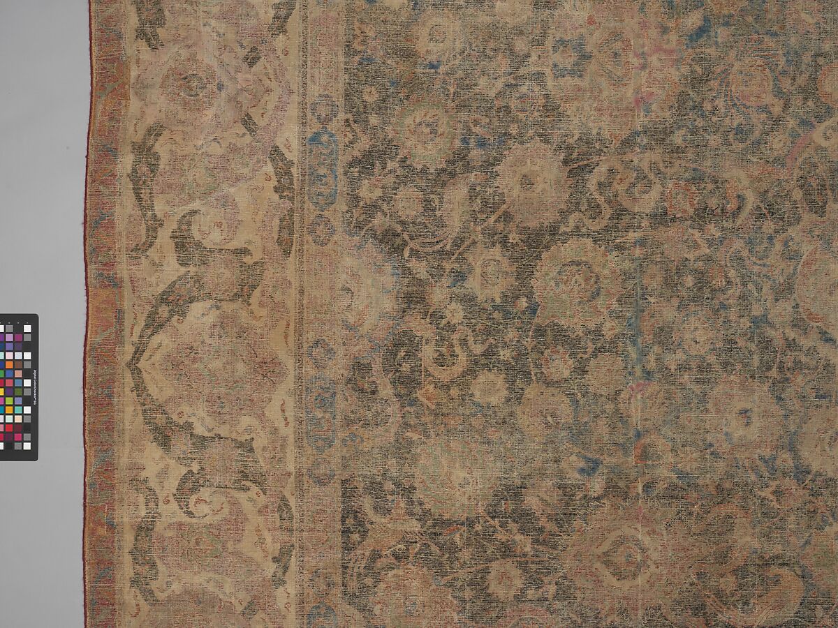 Carpet, Cotton (warp and weft), wool (pile); asymmetrically knotted pile