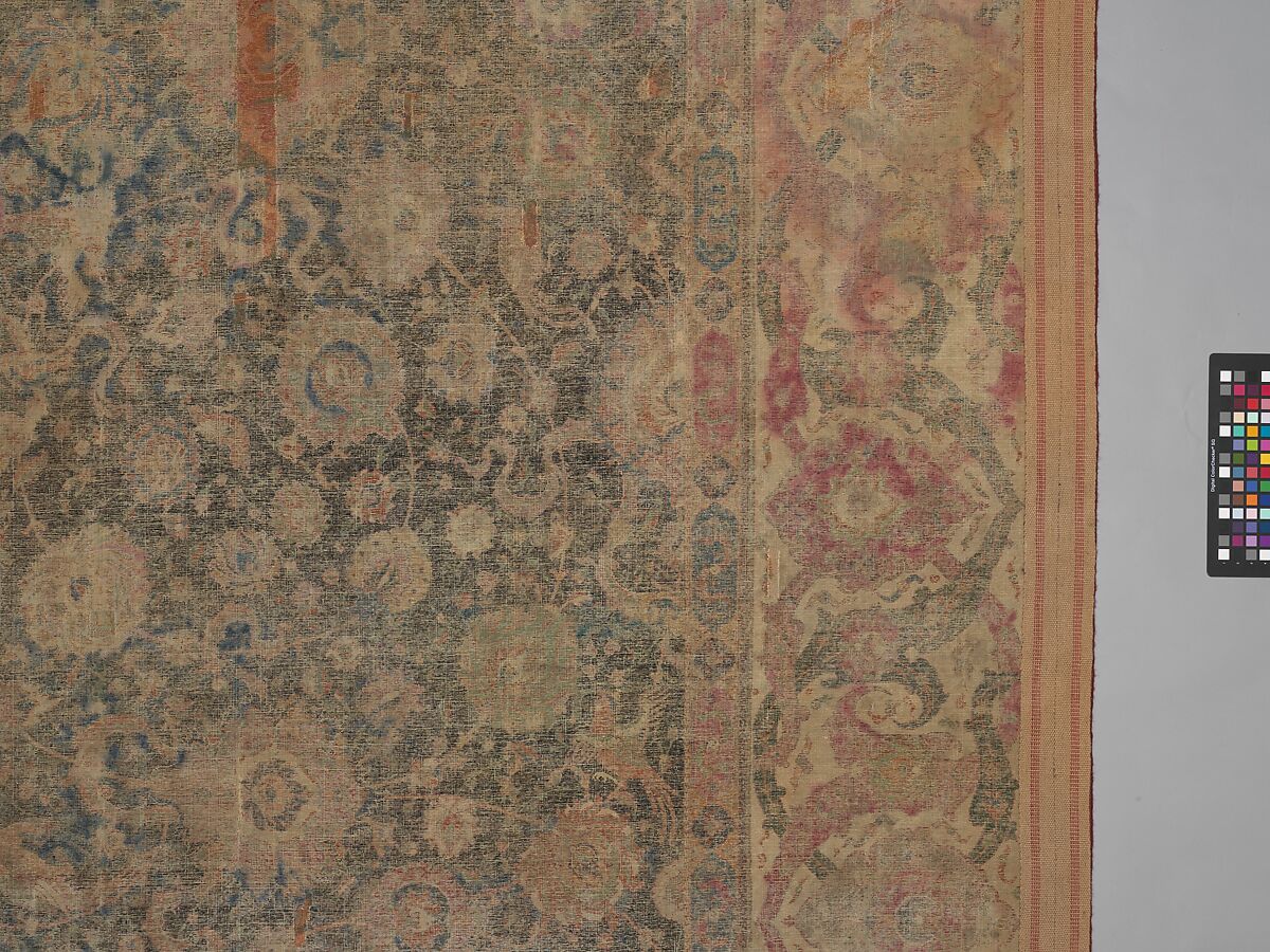 Carpet, Cotton (warp and weft), wool (pile); asymmetrically knotted pile