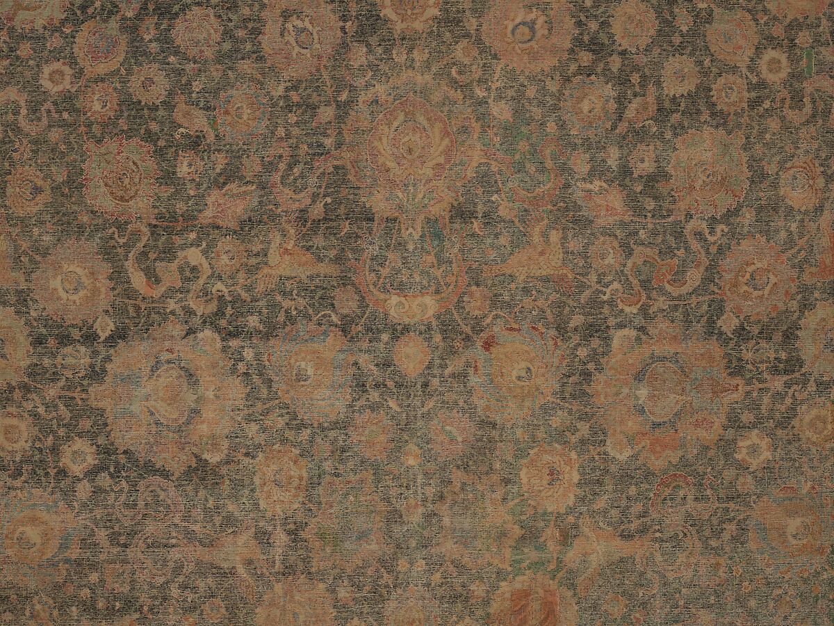 Carpet, Cotton (warp and weft), wool (pile); asymmetrically knotted pile