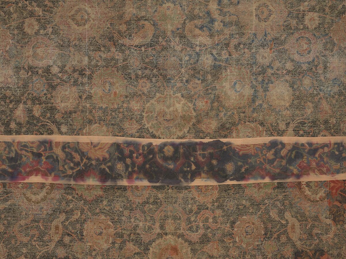 Carpet, Cotton (warp and weft), wool (pile); asymmetrically knotted pile