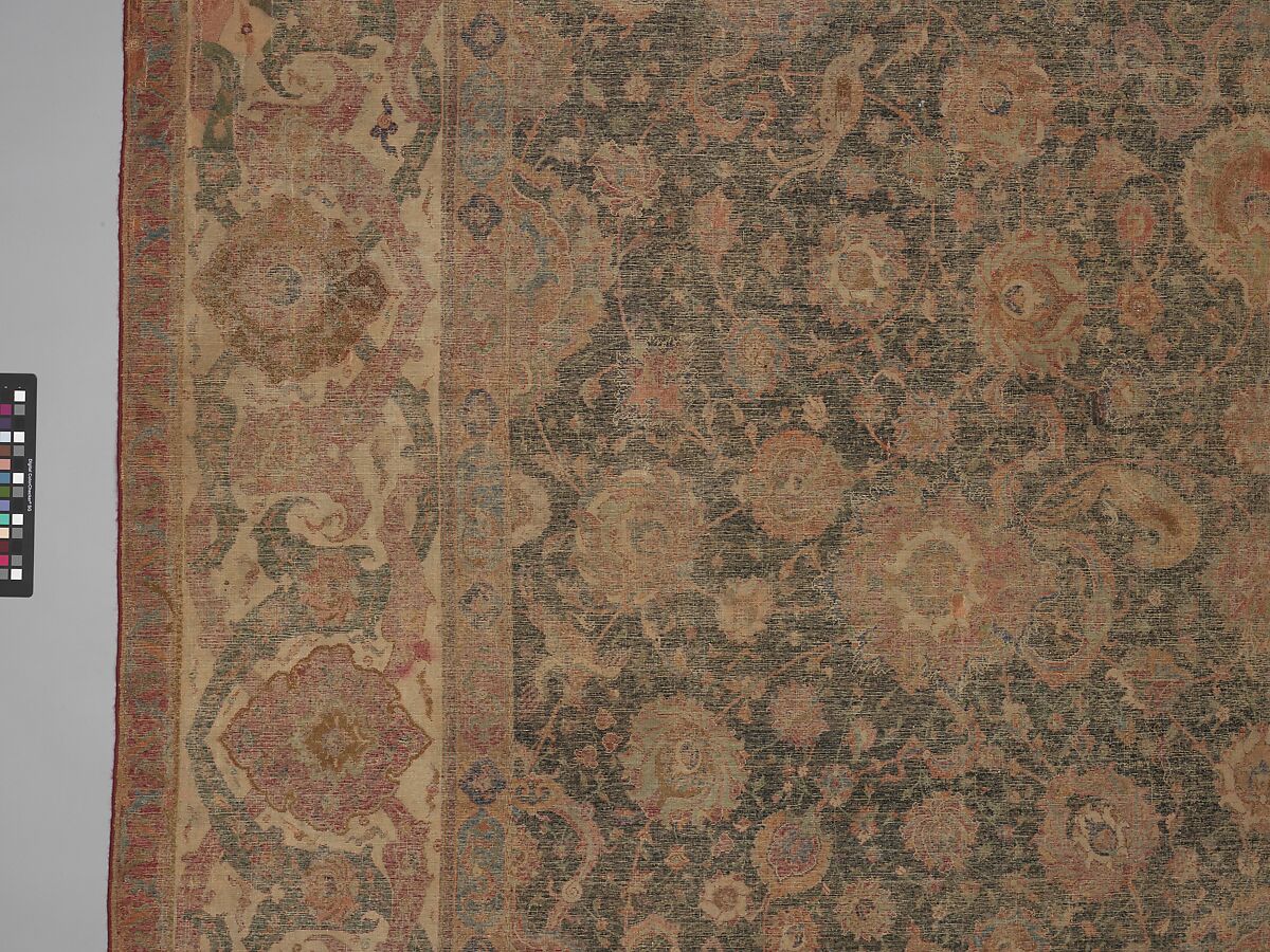 Carpet, Cotton (warp and weft), wool (pile); asymmetrically knotted pile