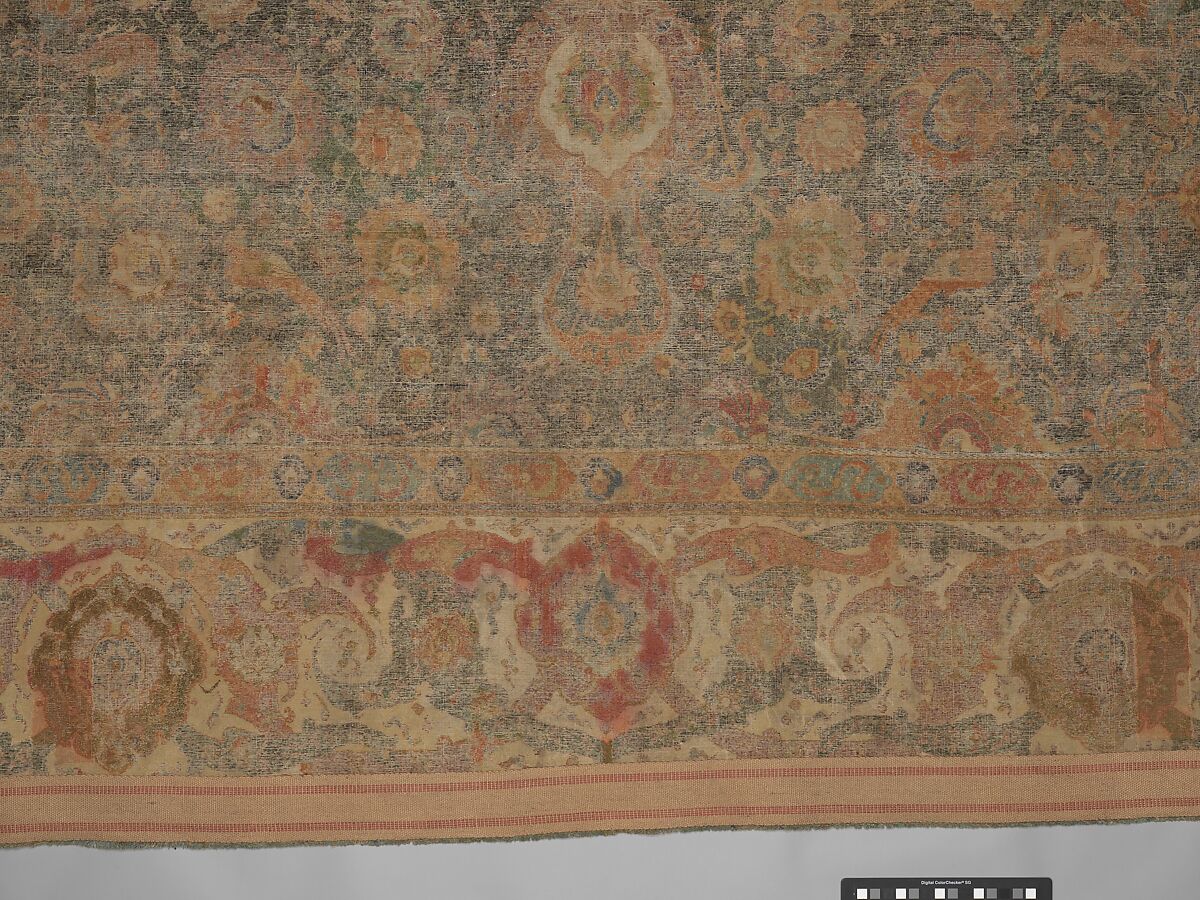 Carpet, Cotton (warp and weft), wool (pile); asymmetrically knotted pile