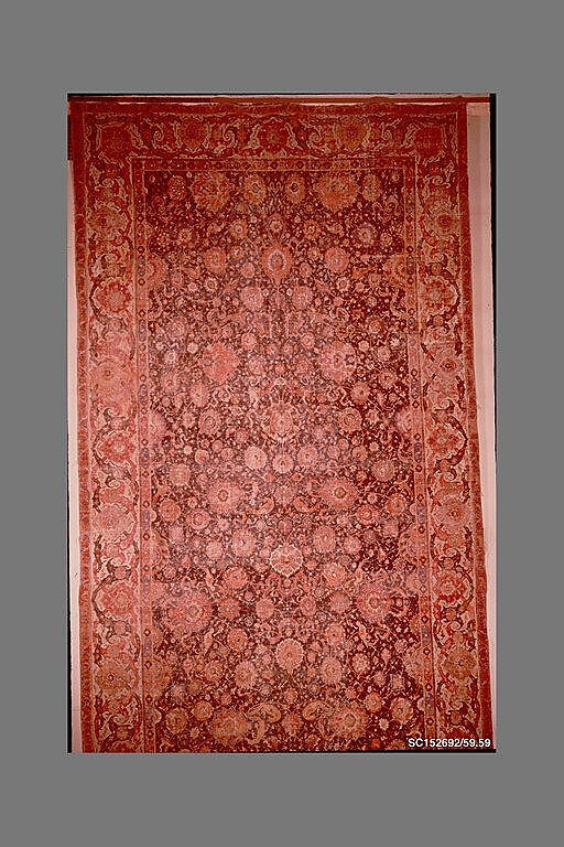 Carpet, Cotton (warp and weft), wool (pile); asymmetrically knotted pile