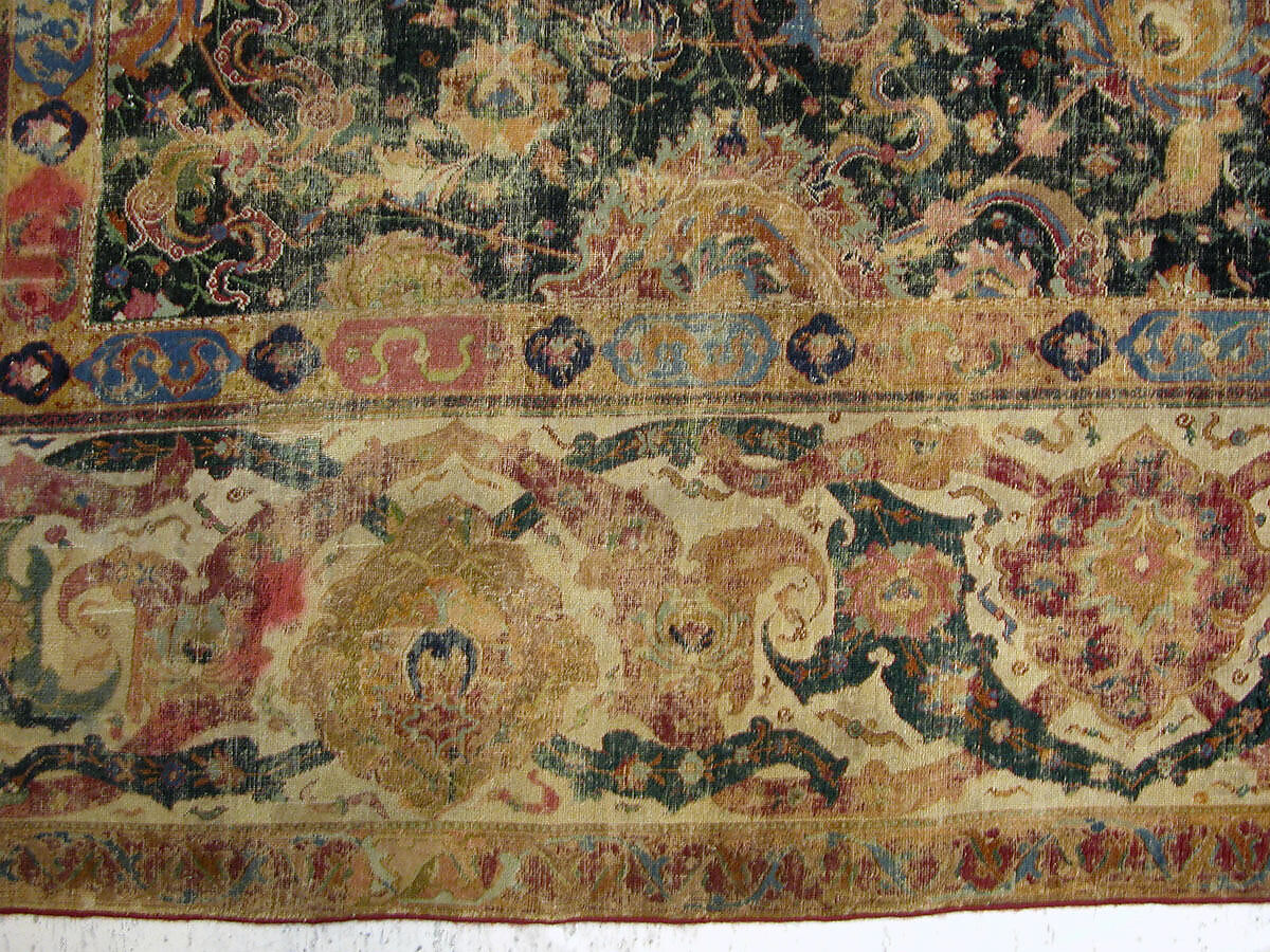 Carpet, Cotton (warp and weft), wool (pile); asymmetrically knotted pile