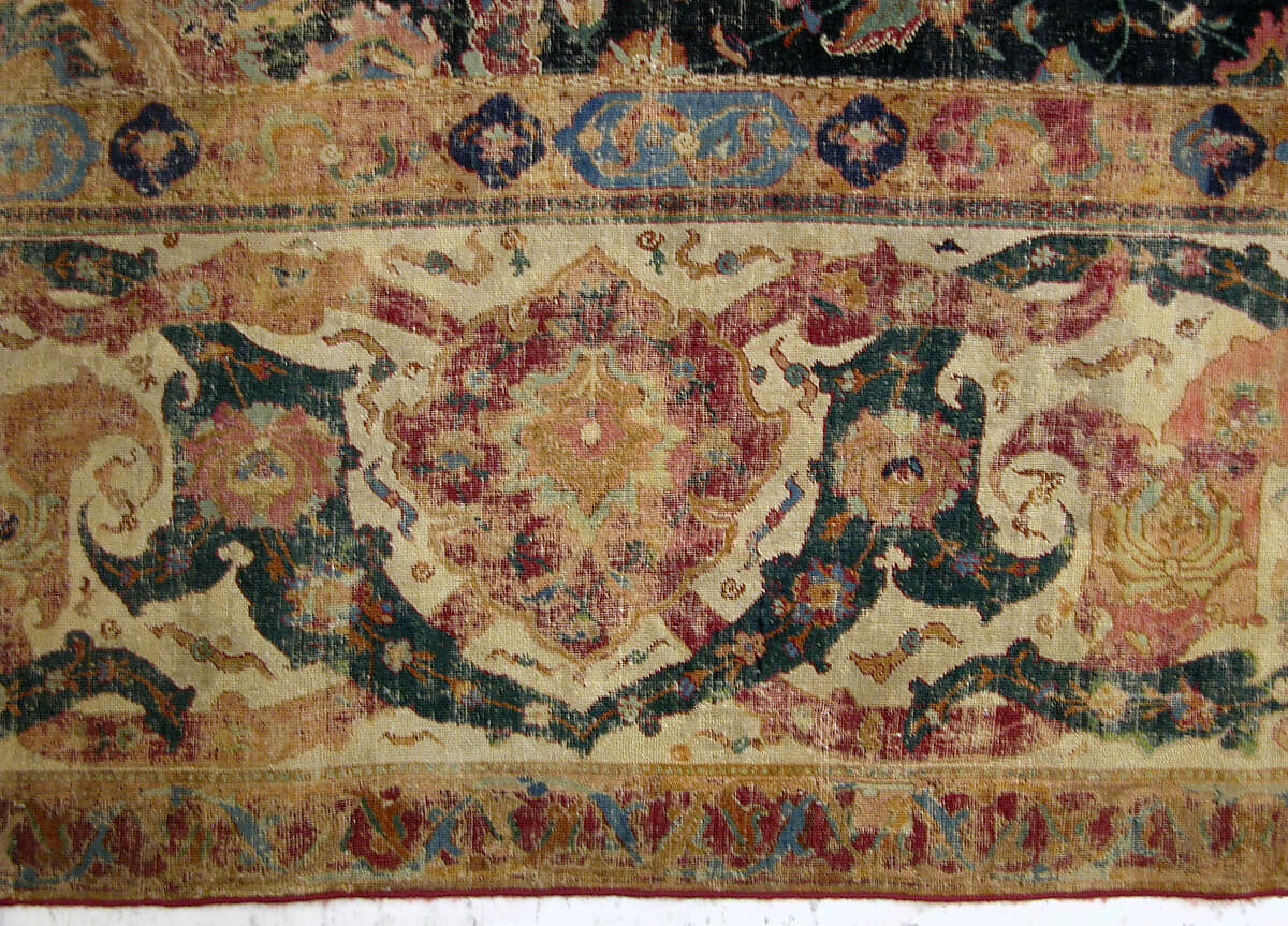 Carpet, Cotton (warp and weft), wool (pile); asymmetrically knotted pile