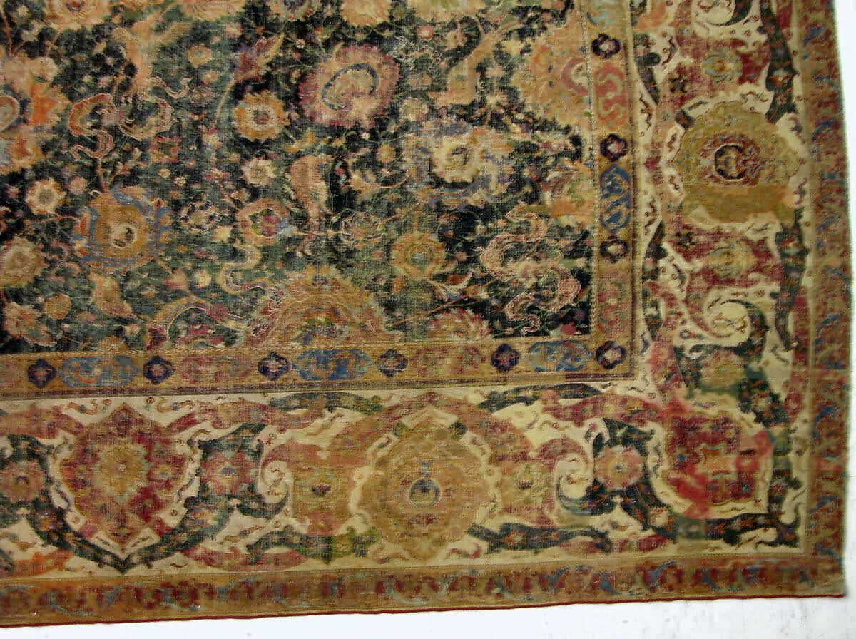 Carpet, Cotton (warp and weft), wool (pile); asymmetrically knotted pile