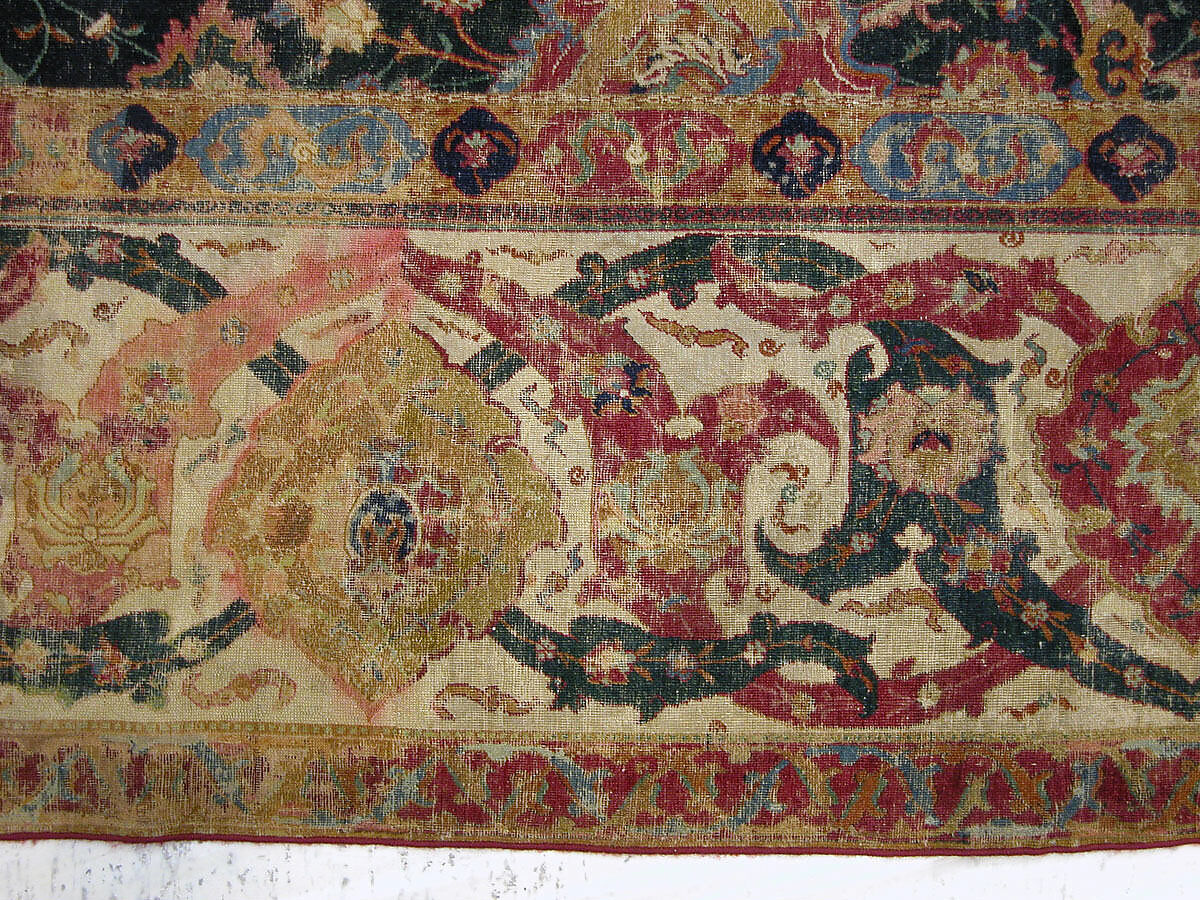 Carpet, Cotton (warp and weft), wool (pile); asymmetrically knotted pile