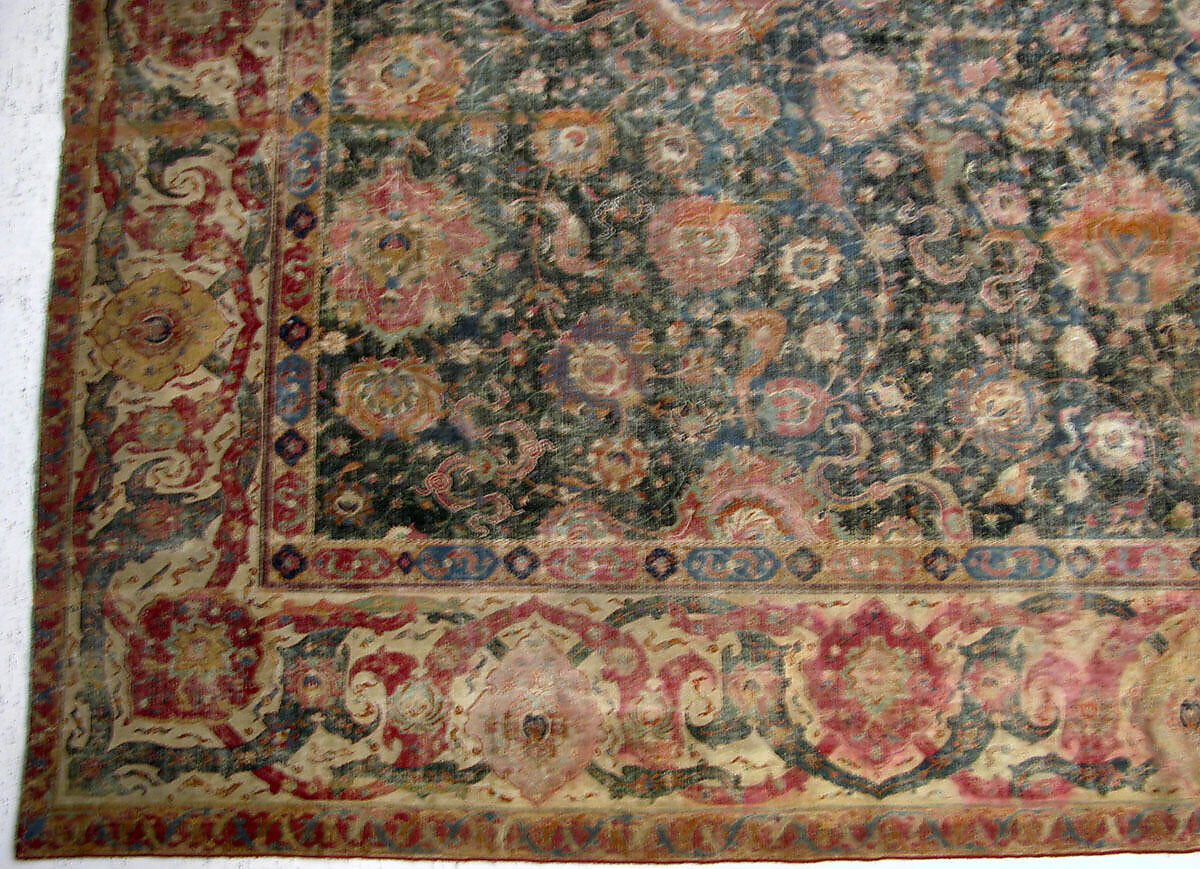 Carpet, Cotton (warp and weft), wool (pile); asymmetrically knotted pile