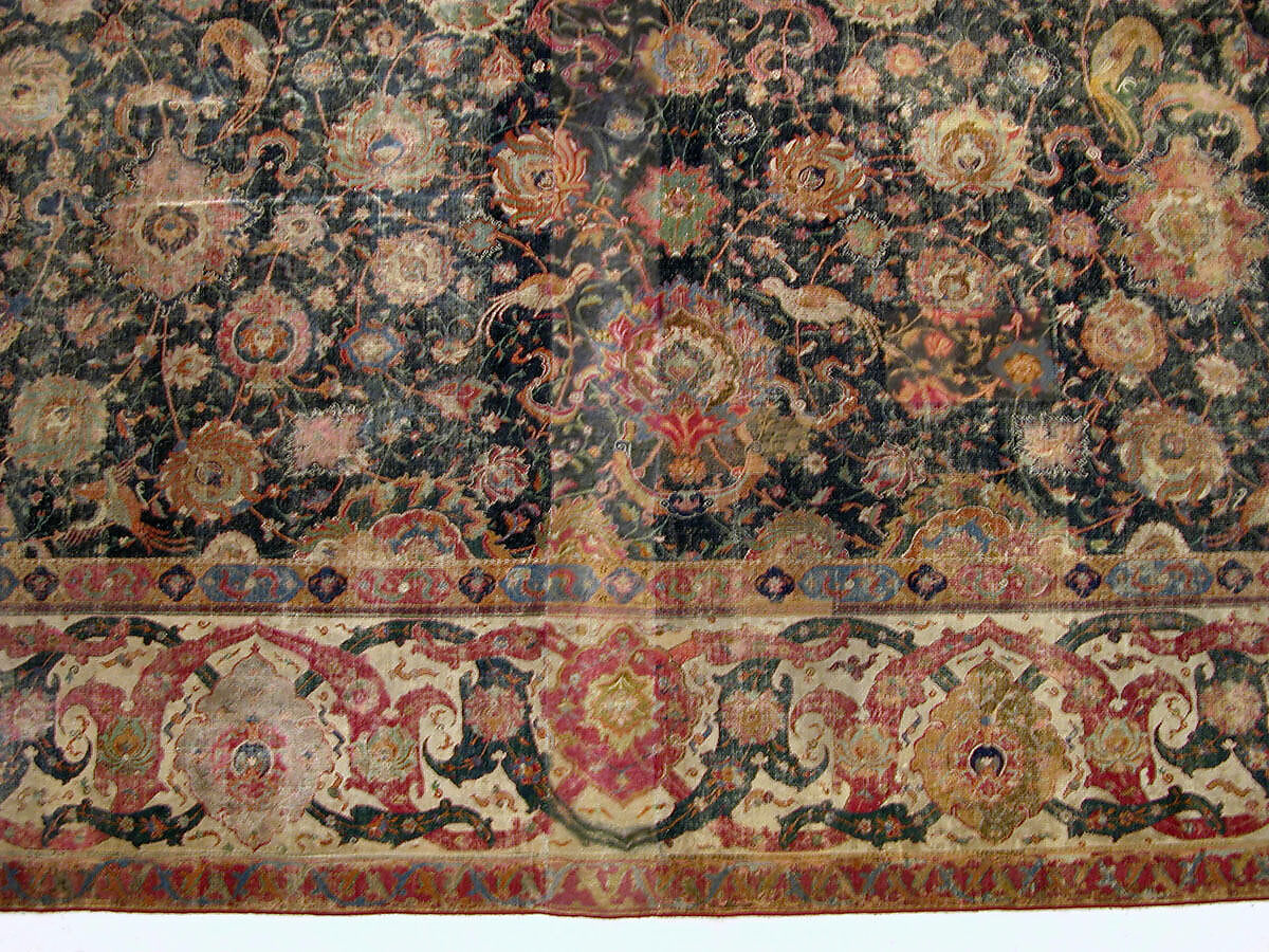 Carpet, Cotton (warp and weft), wool (pile); asymmetrically knotted pile