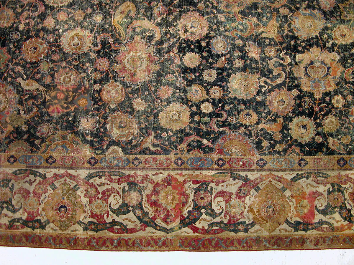 Carpet, Cotton (warp and weft), wool (pile); asymmetrically knotted pile