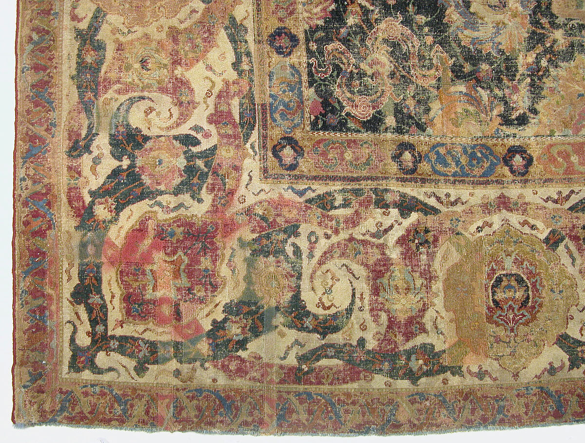 Carpet, Cotton (warp and weft), wool (pile); asymmetrically knotted pile