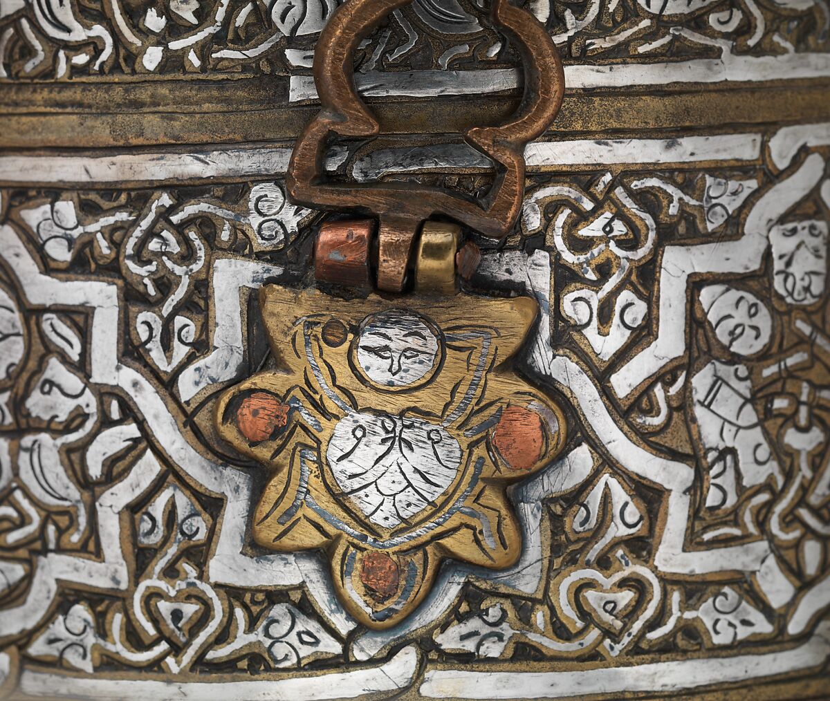 Inkwell with Zodiac Signs, Brass; cast, inlaid with silver, copper, and black compound